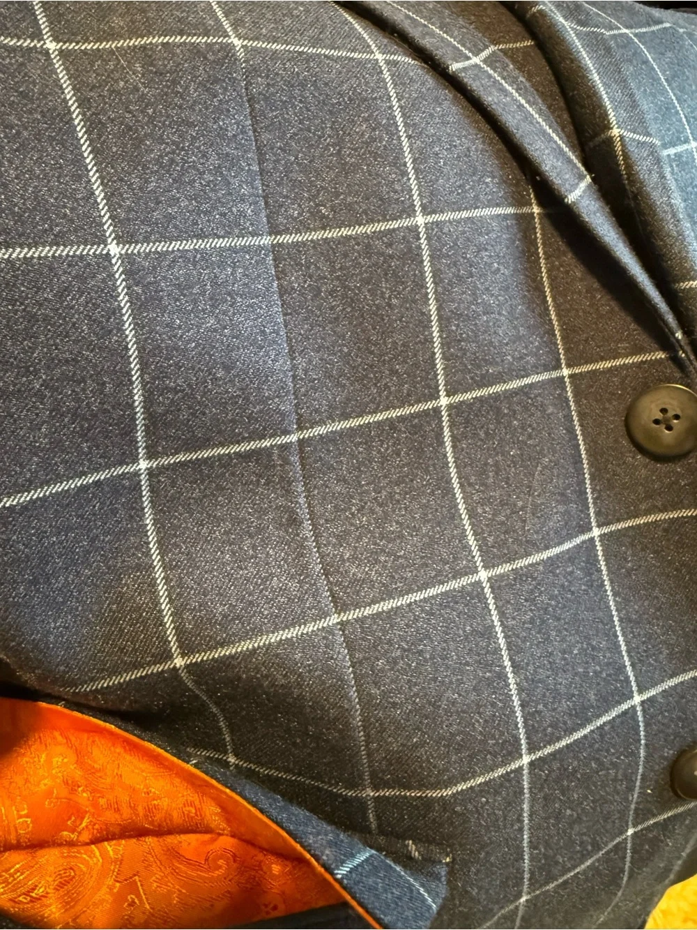 Men's Windowpane Navy Suit - Picture 6 of 10